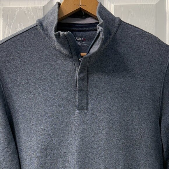 UNTUCKit Grey Blue 1/4 Zip Pullover Sweater Cotton Blend Size Medium - Picture 2 of 6